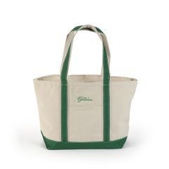 Greenbrier Logo Medium Canvas Boat Tote- White & Green