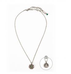 Greenbrier Exclusive Mariana Guardian Angel Crystal Necklace- green & pink 