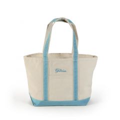Greenbrier Logo Medium Canvas Boat Tote- White & Baby Blue