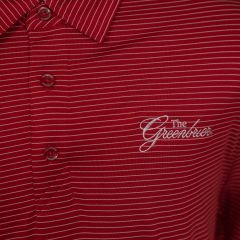 Greenbrier Logo Forge Pencil Stripe Polo - Cardinal Red