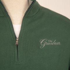 Greenbrier Logo Quarter Zip Pullover Sweater- Hunter Green