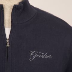 Greenbrier Logo Quarter Zip Pullover Sweater- Navy