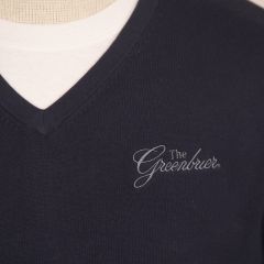 Greenbrier Logo V-Neck Pullover Sweater- Navy