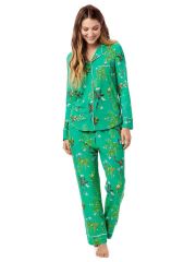 The Greenbrier "G" Logo Aurora's Garden Pima Knit Pajama Set- Green
