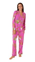 The Greenbrier Logo Night Owl Print L.S. Pajama Set- Pink