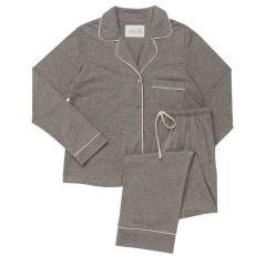 Greenbrier Logo Solid Pima Knit L.S. Pajama Set- Grey