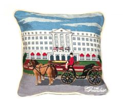 Greenbrier Front Entrance Carriage Ride Needlepoint Pillow