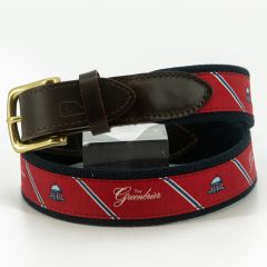 Greenbrier Woven Fabric Belt with Leather Trim- red