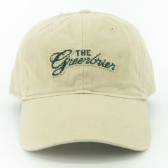 The Greenbrier Script Logo Needlepoint Golf Cap - Stone