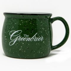The Greenbrier Logo Speckled Colonial Mug - Green