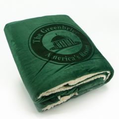 The Greenbrier America's Resort Plush Blanket- Forest Green