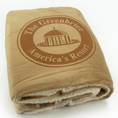 The Greenbrier America's Resort Plush Blanket- Tan