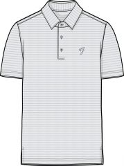 Greenbrier Logo Classic Stripe Pique Polo- Grey