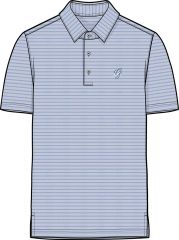 Greenbrier Logo Classic Stripe Pique Polo- Coastal Blue