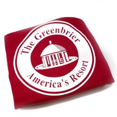 The Greenbrier America's Resort Sweatshirt Blanket- Crimson