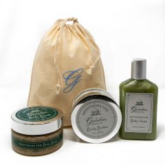 Greenbrier Mineral Spa Sweetgrass Pine 3 Pc. Exfoliating Body Care Gift Set 