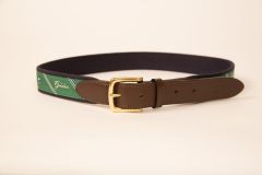 Greenbrier Woven Fabric Belt with Leather Trim- green