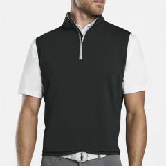 Peter Millar Greenbrier Logo Quarter-Zip Pullover Vest- Black