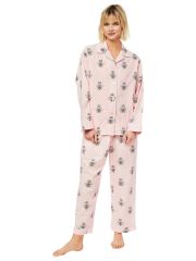 The Greenbrier Luxe Pima Cotton L.S. Pajama Set- Pink Queen Bee Print