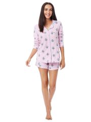 The Greenbrier "G" Logo Queen Bee Long Sleeve Shorty Pajama Set- Pink